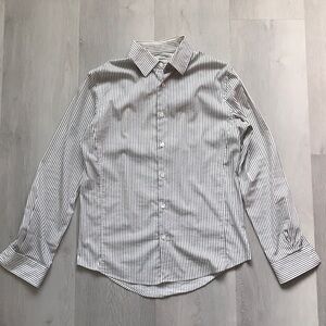 ZARA MUST HAVE SHIRT SUPER SLIM WHITE BLACK STRIPE BUTTON MENS M
